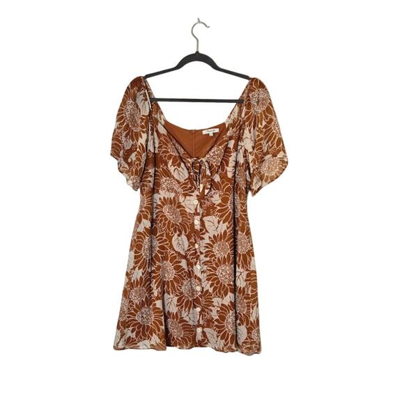 Madewell NWOT Women's 100% Silk Shirt Mini Dress Size 12 Orange Feminine Resort - Picture 1 of 12